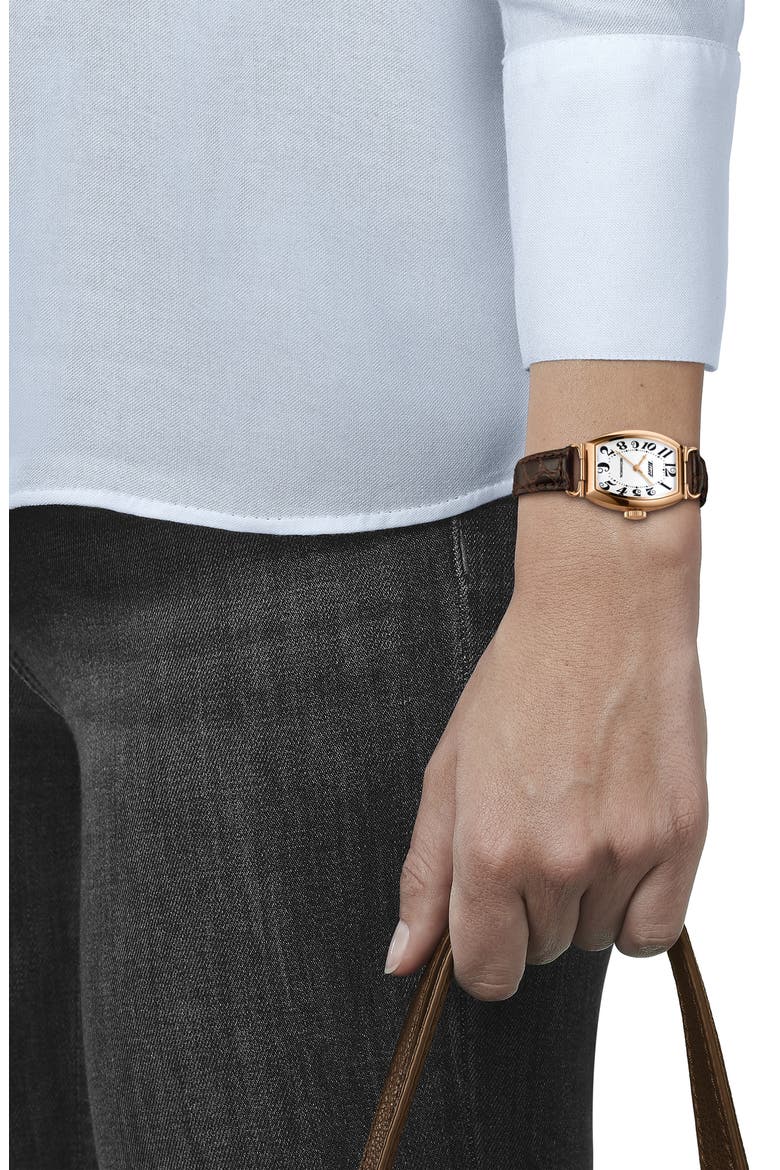 Porto Croc Embossed Leather Strap Watch, 22mm, Alternate, color, WHITE