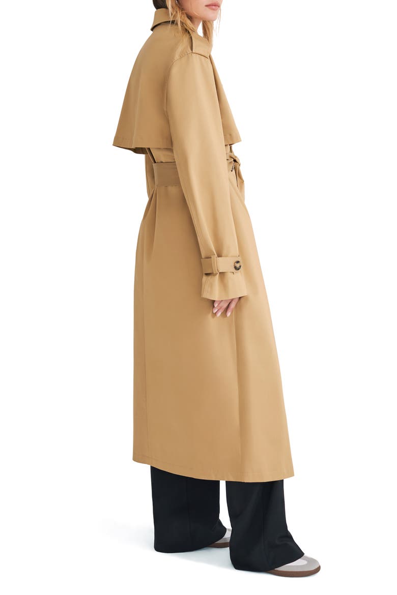 The Charles Tie Waist Double Breasted Trench Coat, Alternate, color, SAND