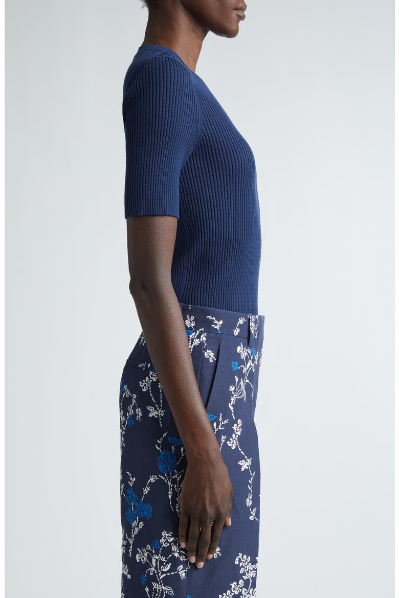 Short Sleeve Pointelle Rib Sweater, Alternate, color, MIDNIGHT BLUE