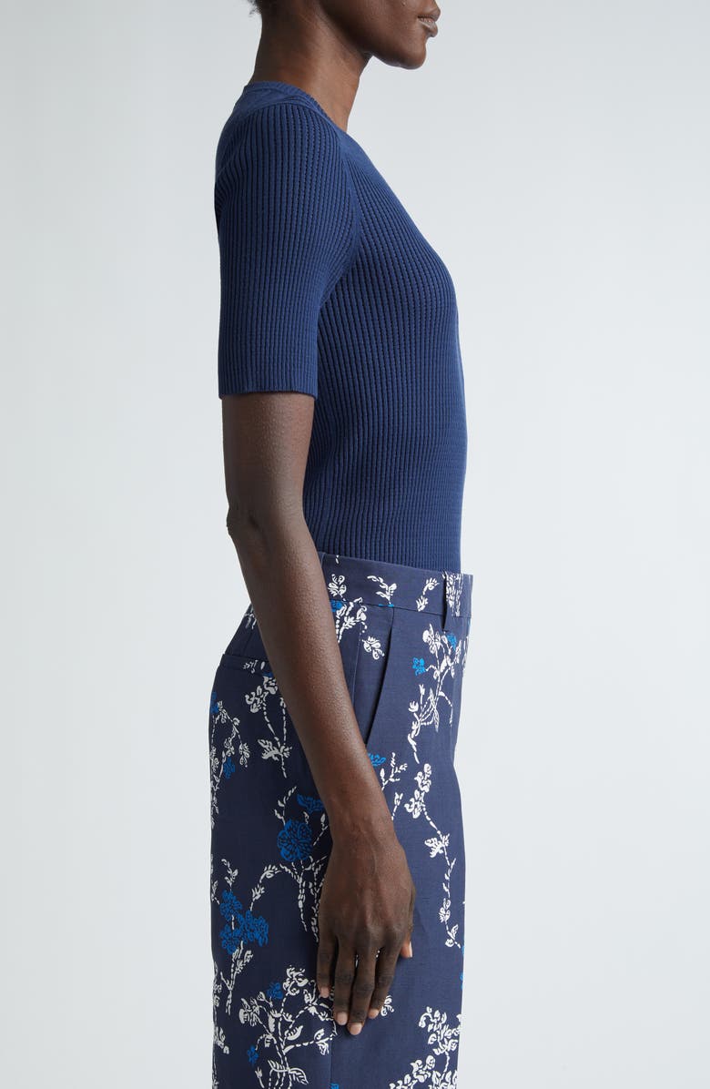 Lafayette 148 New York Short Sleeve Pointelle Rib Sweater, Alternate, color, 