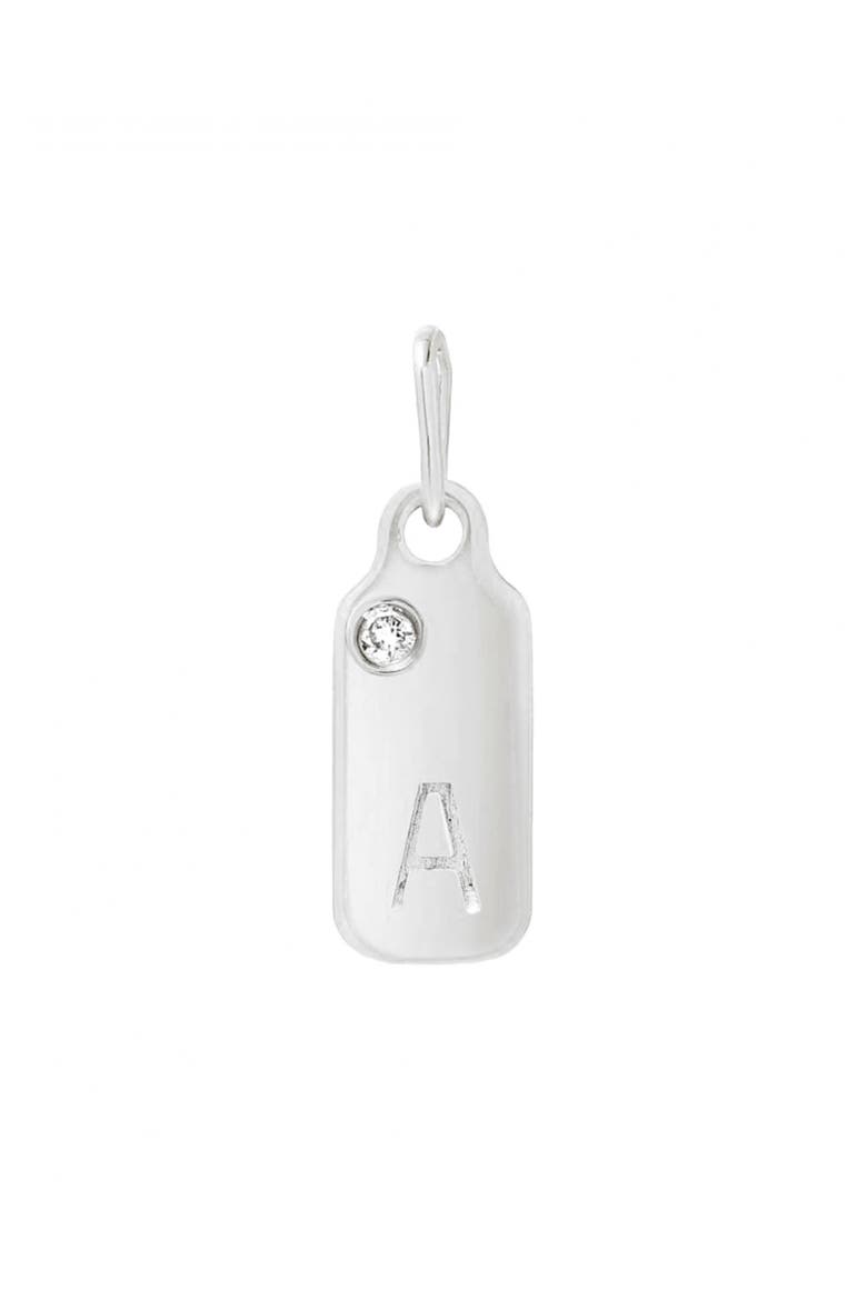Diamond Accented Initial Dog Tag Pendant, Main, color, WHITE GOLD-A