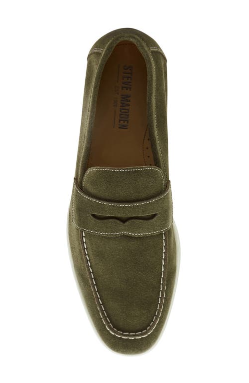Madden Laguna Penny Loafer In Olive Suede
