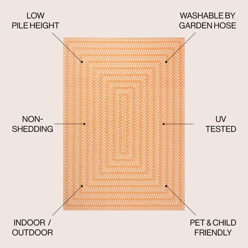 Jonathan Y Chevron Modern Concentric Squares Indoor/outdoor Area Rug In Orange/cream