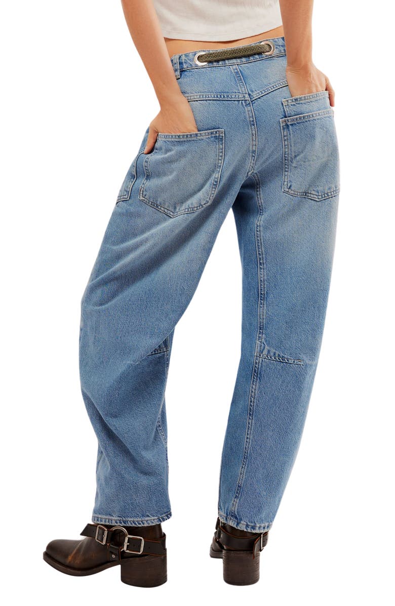 Free People We the Free Moxie Barrel Jeans, Alternate, color, Truest Blue