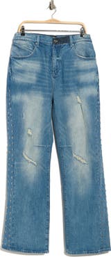RtA Zed Distressed Cross Panel Slim Jeans
