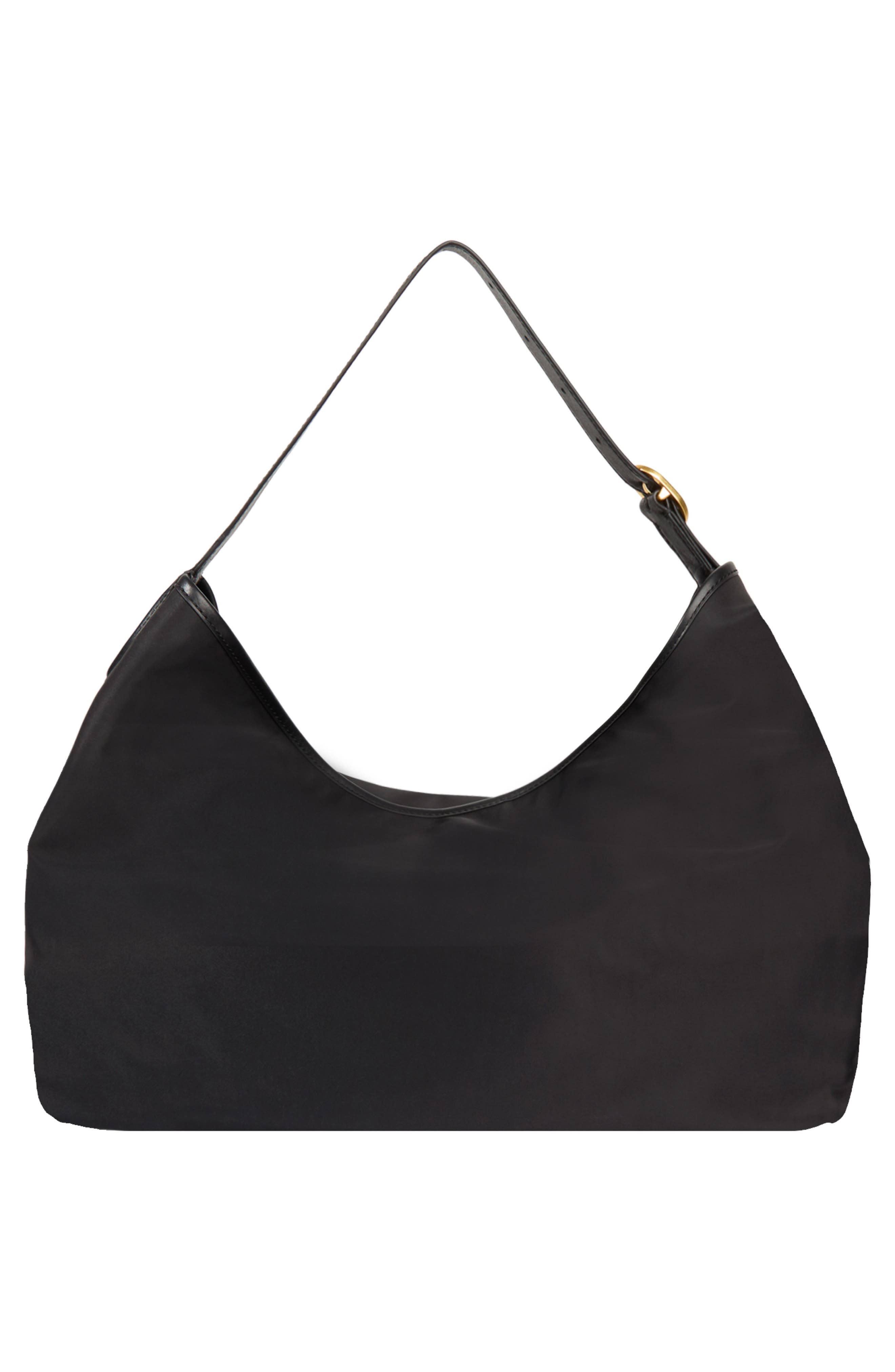 Vivian Medium Nylon Hobo, Alternate, color, BLACK