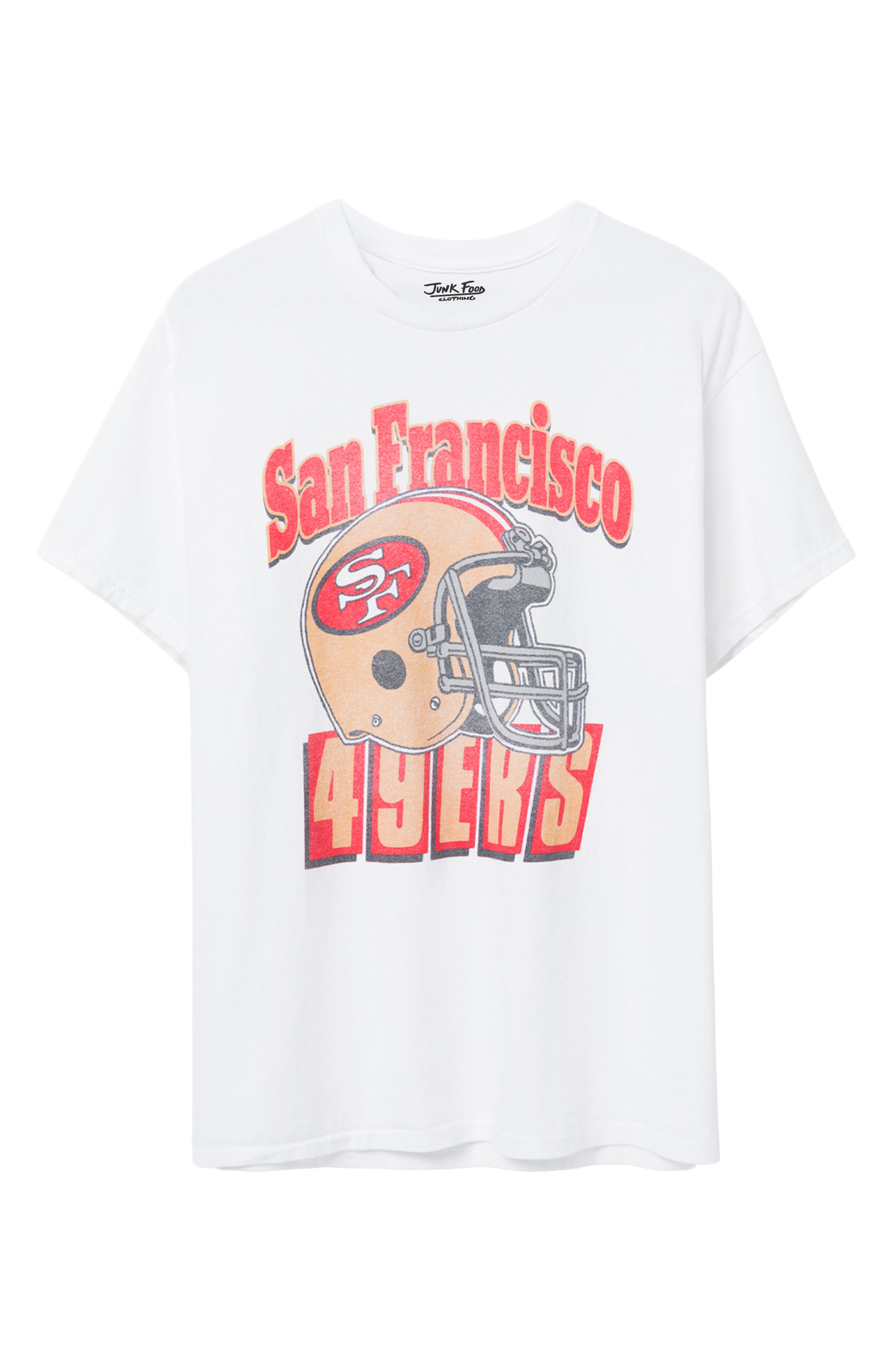 Junk Food San Francisco 49ers Throwback Helmet Cotton Graphic T-shirt In White