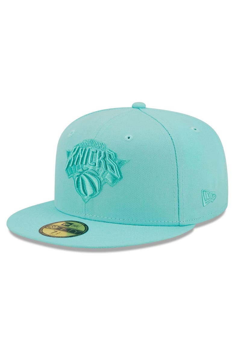 Men's New Era Turquoise New York Knicks Color Pack 59FIFTY Fitted Hat, Alternate, color, Turquoise