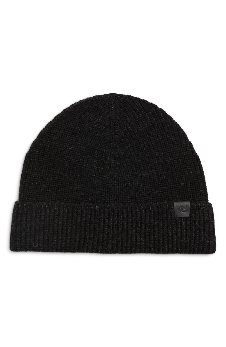 Robert Barakett Shaker Stitch Merino Wool Beanie, Main, color, Black