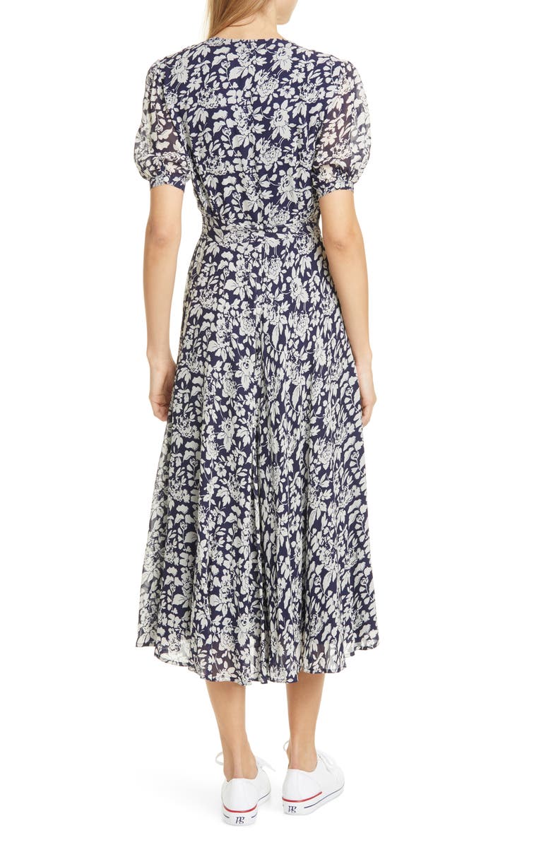 Polo Ralph Lauren Floral Crepe Wrap Midi Dress, Alternate, color, 