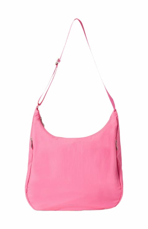 ショルダーバッグ・ポシェット [YOUHEE] LETTERING HOBO BAG [PINK] Pink Hearts Love Red Plaid Womens Shoulder Bag for Women