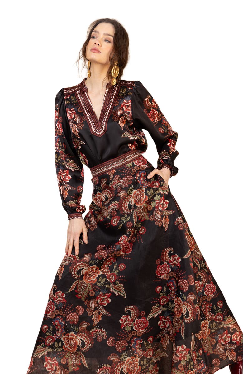 Hale Bob Brylee Silk Top, Alternate, color, Black