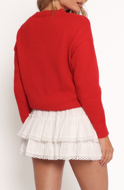 Petal And Pup Petal & Pup Love Embroidered Graphic Crewneck Sweater In Red