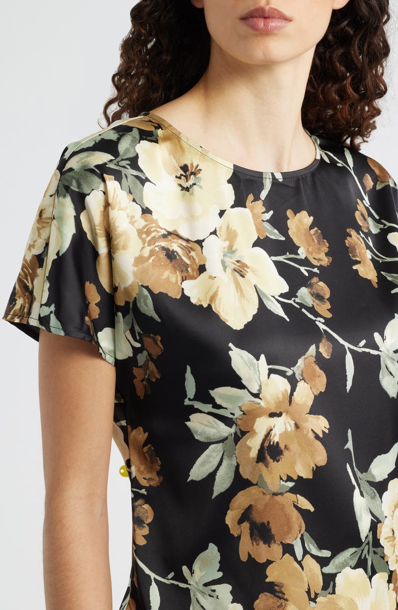 Anne Klein Floral Print Bateau Neck Top, Alternate, color, Anne Black Multi