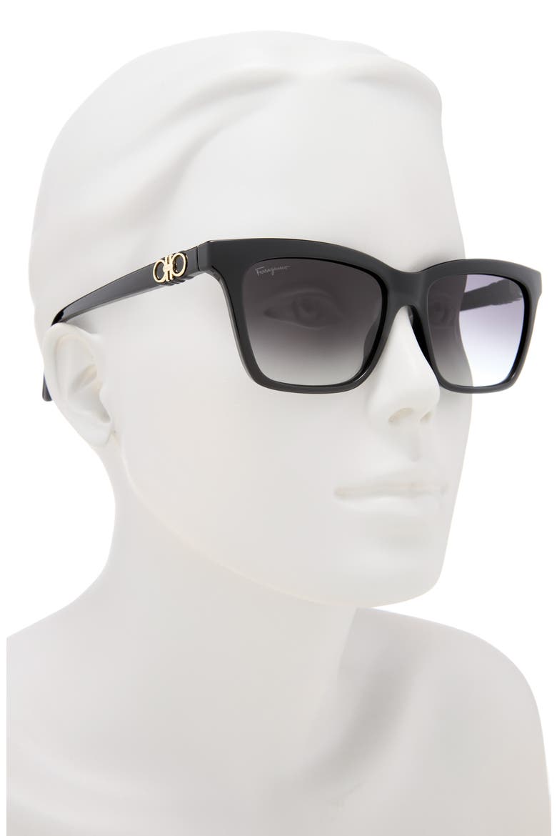 Gancini 54mm Rectangular Sunglasses, Alternate, color, BLACK