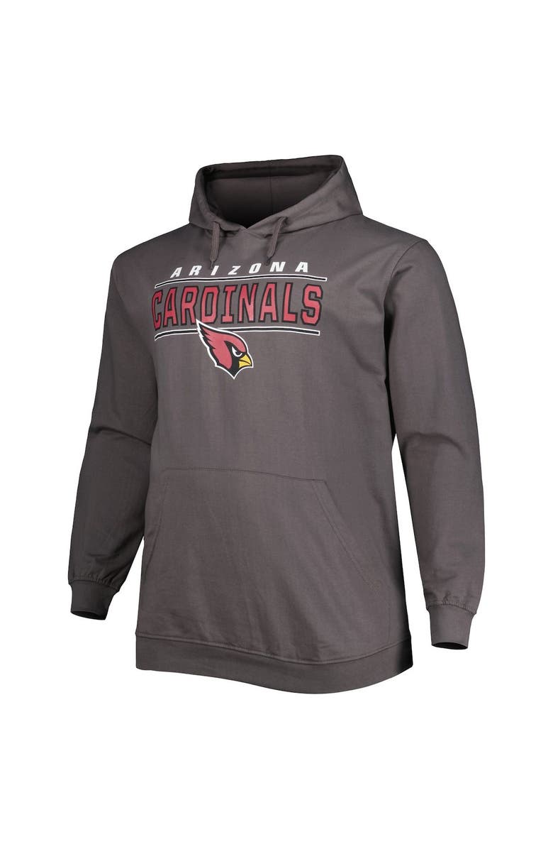 PROFILE Men's Charcoal Arizona Cardinals Big & Tall Logo Pullover Hoodie, Alternate, color, 