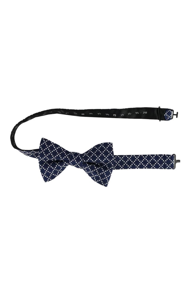 Rowan Geometric Pattern Silk Bow Tie, Alternate, color, Navy
