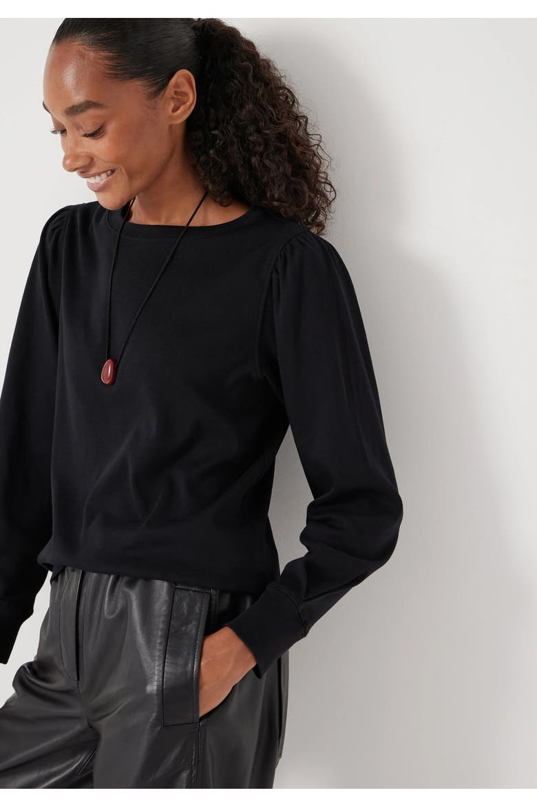 Emily Puff Sleeve Relaxed Top, Alternate, color, Black