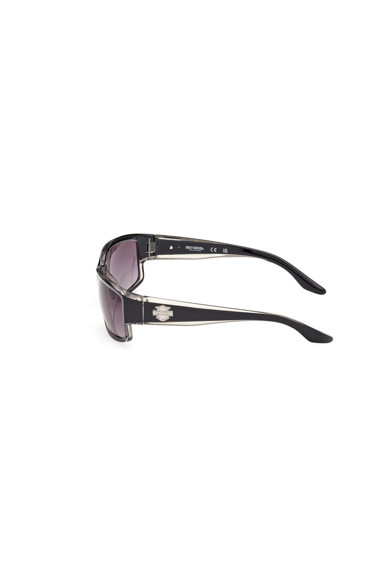 Logo Temple Rectangular Sunglasses, Alternate, color, Black / Crystal
