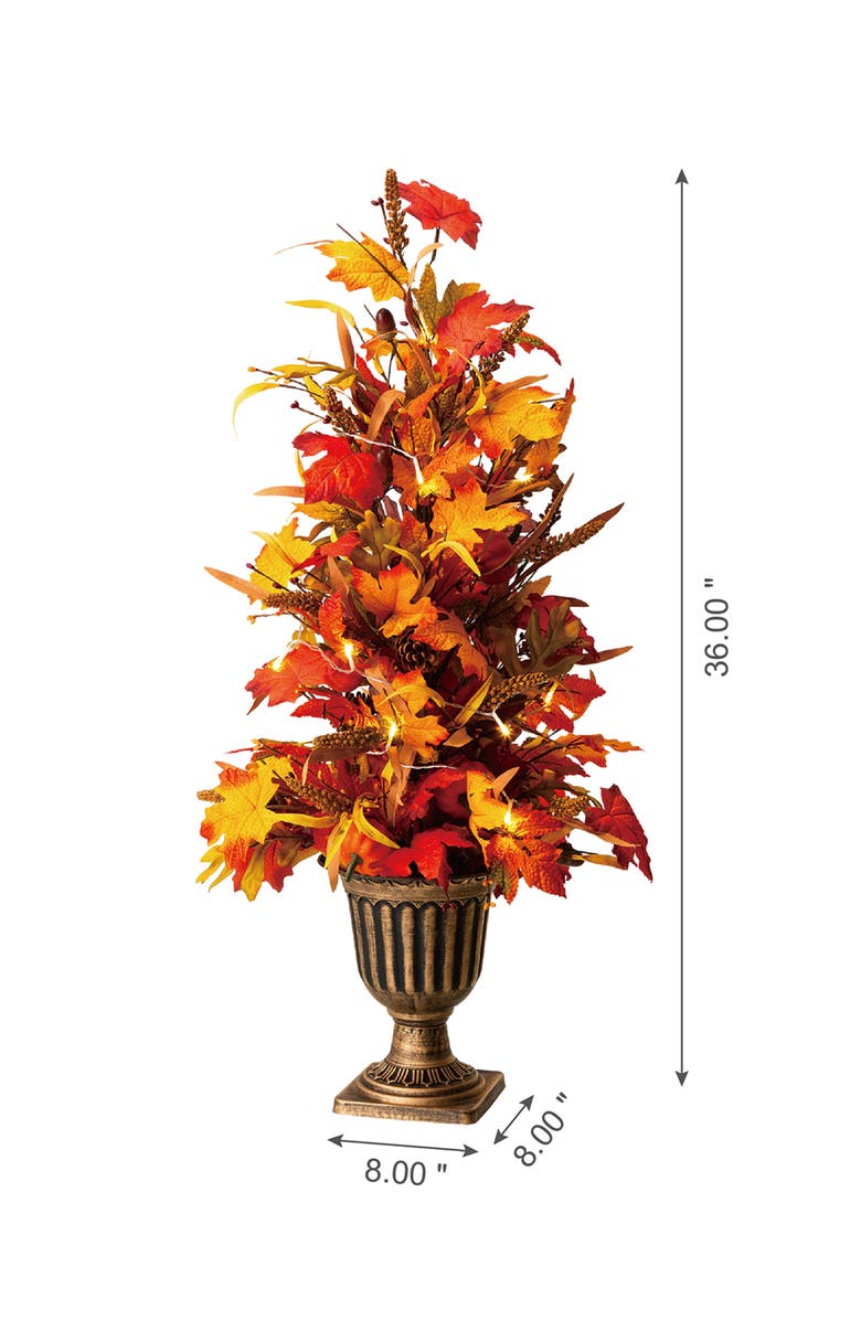 Glitzhome Fall Lighted Maple Leaves Urn Potted Porch Tree With Timer, Alternate, color, 