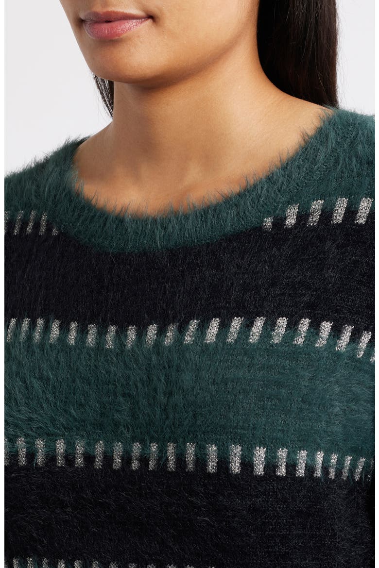 Stripe Metallic Boat Neck Sweater, Alternate, color, SPRUCE/BLACK