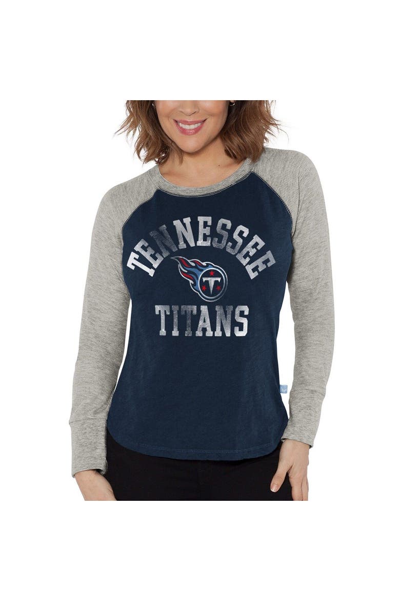Women's G-III 4Her by Carl Banks Navy/Heather Gray Tennessee Titans Waffle Knit Raglan Long Sleeve T-Shirt, Main, color, Navy