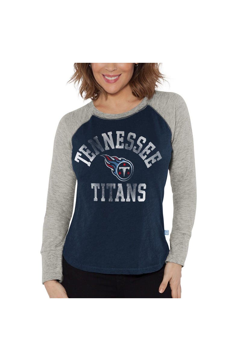 G-III 4HER BY CARL BANKS Women's G-III 4Her by Carl Banks Navy/Heather Gray Tennessee Titans Waffle Knit Raglan Long Sleeve T-Shirt, Main, color, Navy