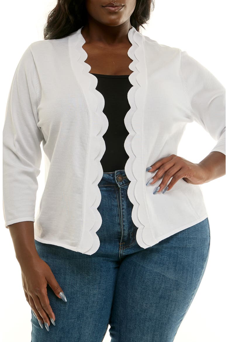Scalloped Bolero, Main, color, WHITE