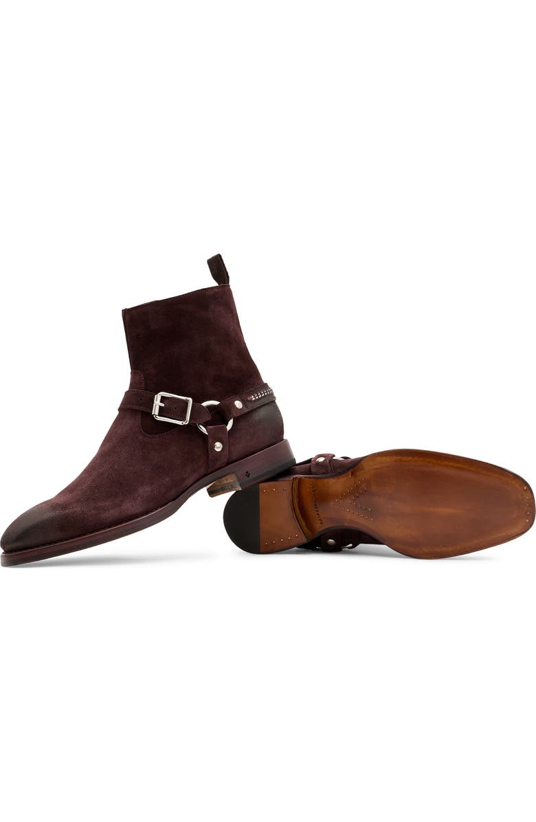 John Varvatos Regent Harness Chain Zip Boot, Alternate, color, Oxblood