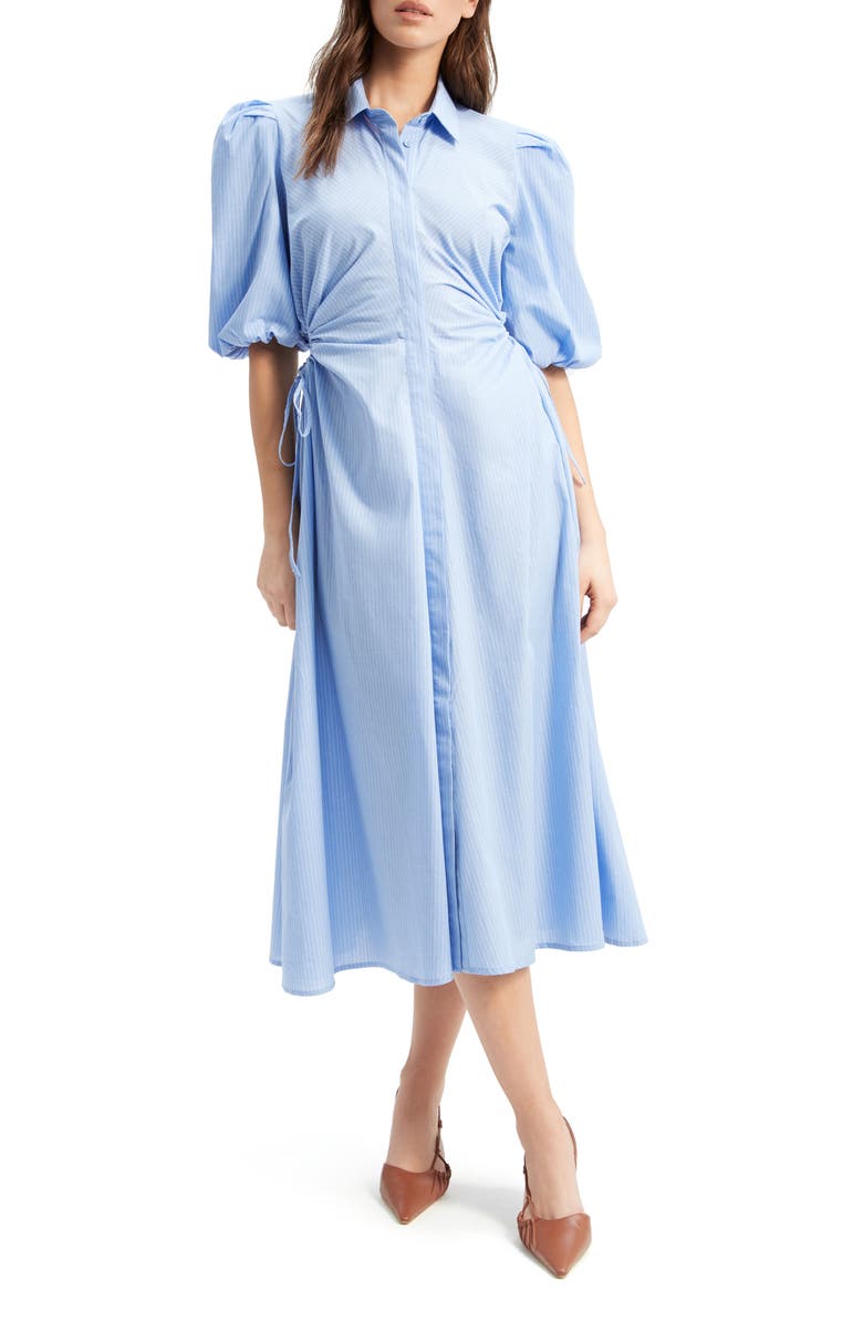 Bardot Keyhole Cotton Midi Shirtdress, Main, color, 