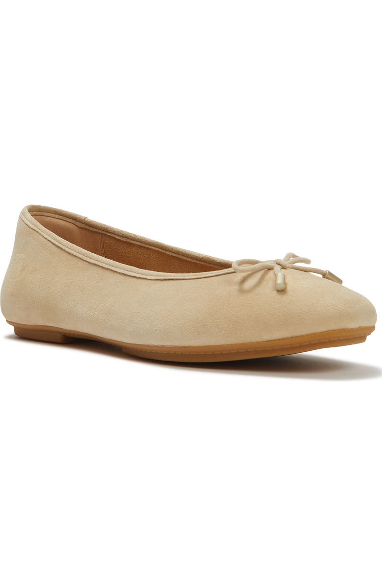 FitFlop Delicato Bow Suede Ballet, Main, color, Cappuccino