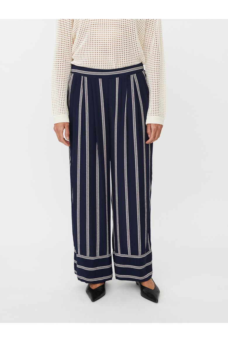 MaPattys Striped Wide Leg Trousers, Main, color, Navy Blazer