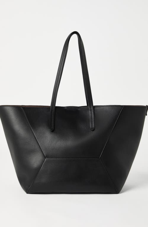 Brunello Cucinelli Calfskin Large Bc Duo Bag In Black