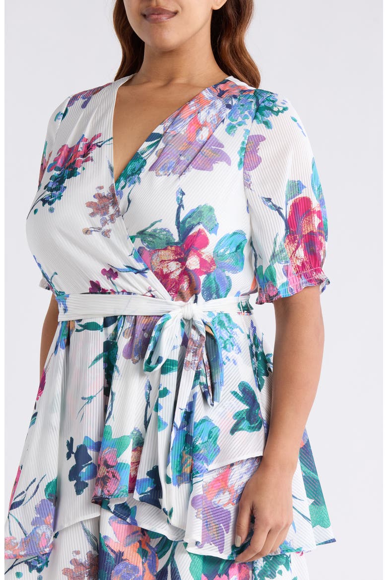 Shadow Stripe & Floral Print Dress, Alternate, color, IVORY FLORAL