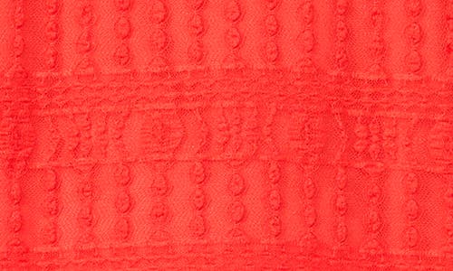 Vince Camuto Ruffle Sleeve Textured Mesh Top In Cayenne