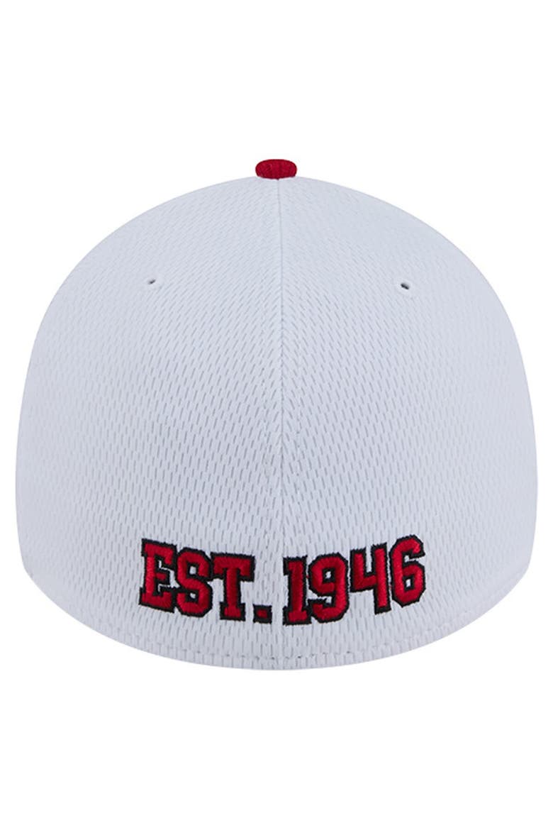 Men's New Era  White/Scarlet San Francisco 49ers Dashmark Rays 39THIRTY Flex Hat, Alternate, color, White