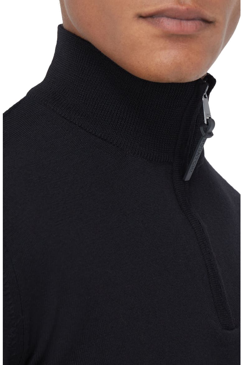 Merino Wool Quarter Zip Pullover, Alternate, color, BLACK