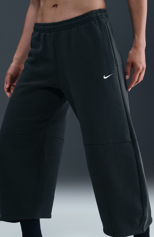 Nike Phoenix Fleece Loose Crop Barrel Pants In Black