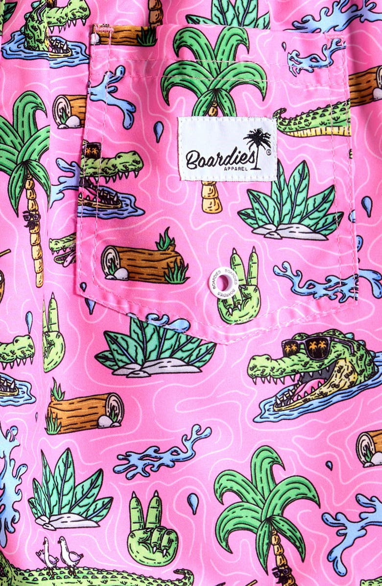 Boardies Kids' Mulga Crocs Swim Trunks, Alternate, color, Pink