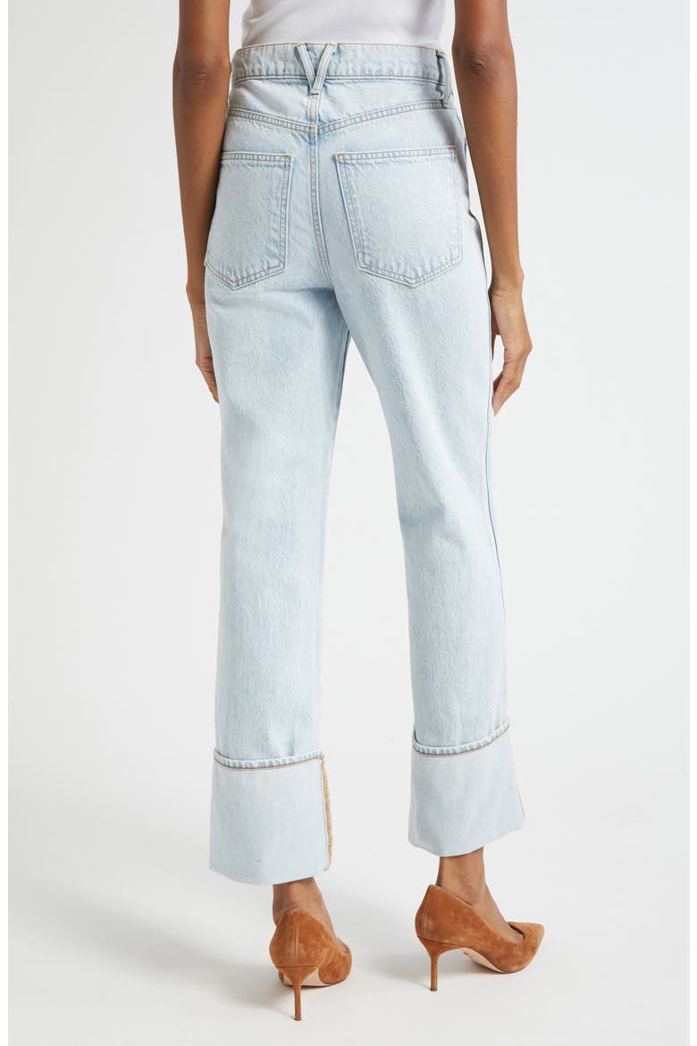 Dylan Cuffed High Waist Relaxed Straight Leg Jeans, Alternate, color, PALE STONE