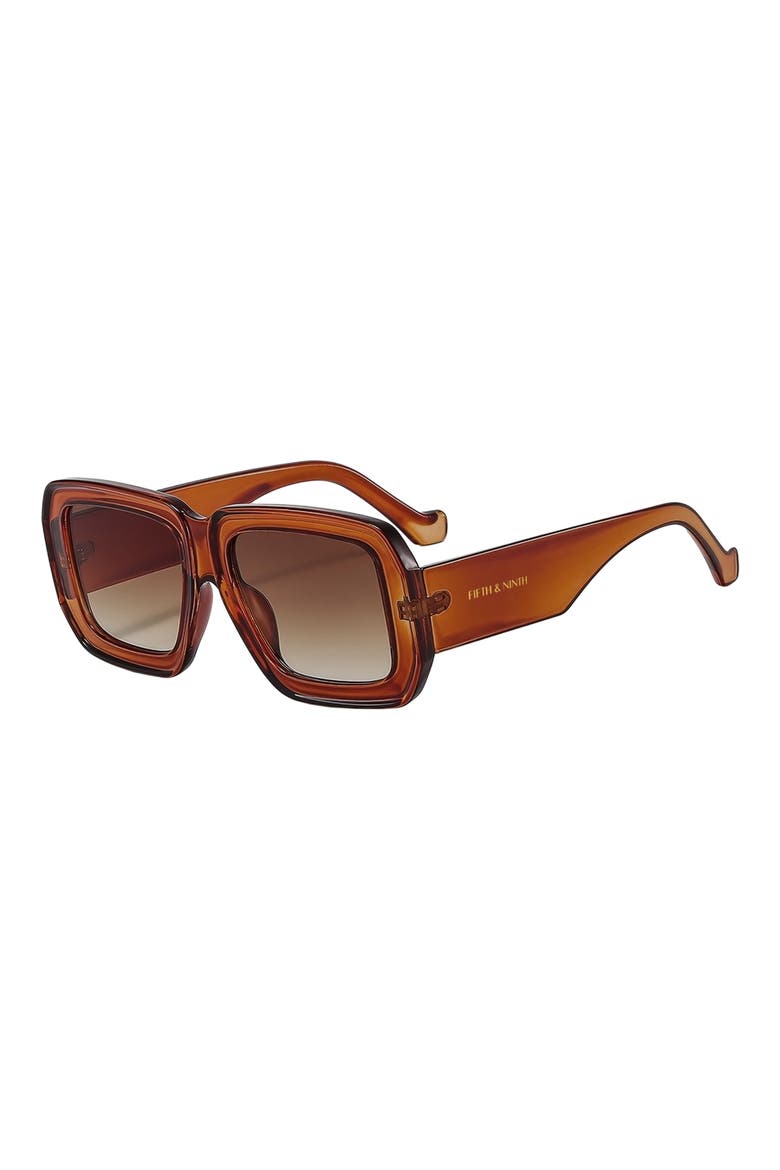 Brooke 52mm Polarized Square Sunglasses, Alternate, color, BROWN / BROWN