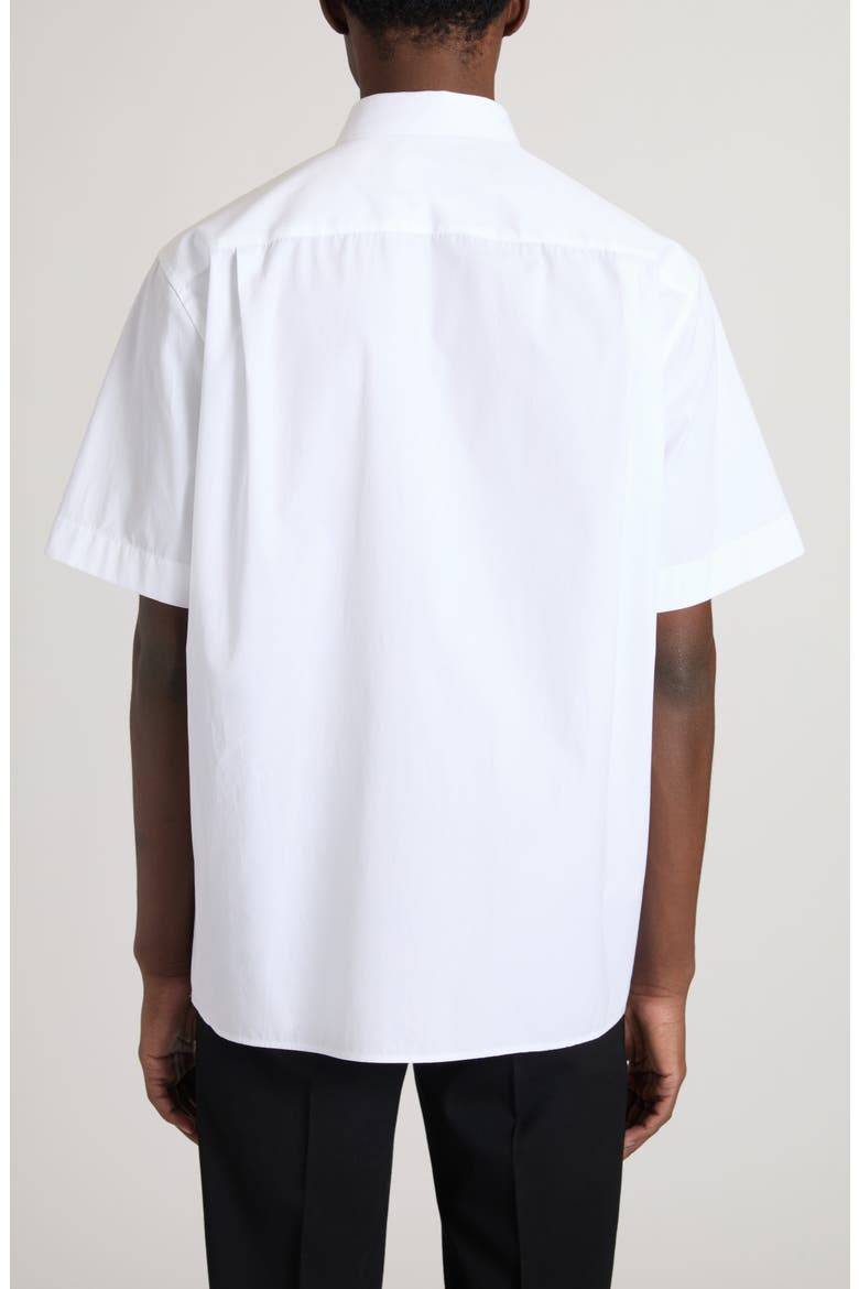 Logo Cotton Button-Up Shirt, Alternate, color, BIANCO OTTICO