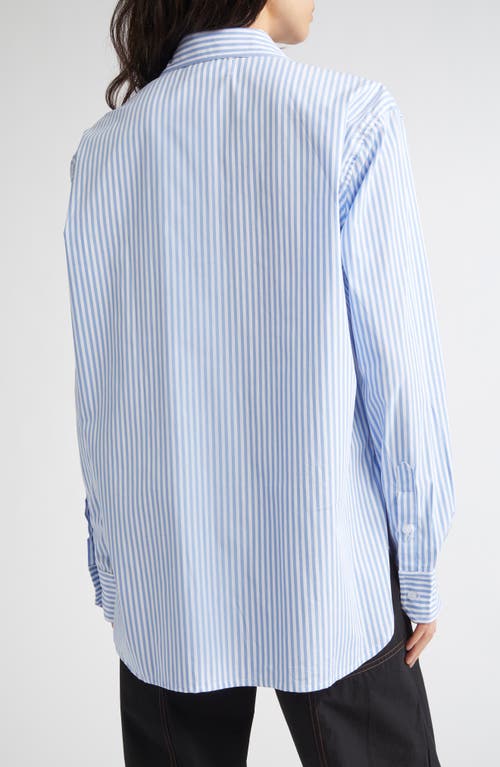 Kúr I Left My Heart Hand-embroidered Stripe Button-up Shirt In Blue