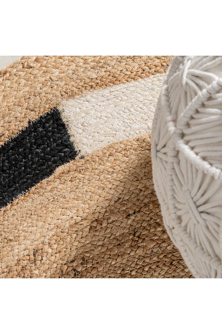 Porto Geometric Jute Circle Round Area Rug, Alternate, color, Natural/Cream/Black