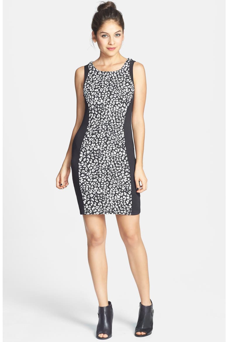 Animal Print Body-Con Dress, Alternate, color, BLACK/ GREY
