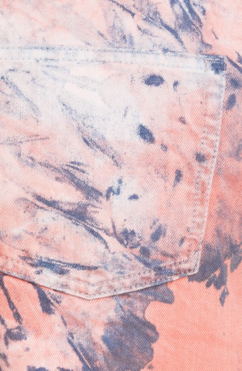 John Elliott Brady Spin Art Tie Dye High Waist Cutoff Denim Shorts, Alternate, color,