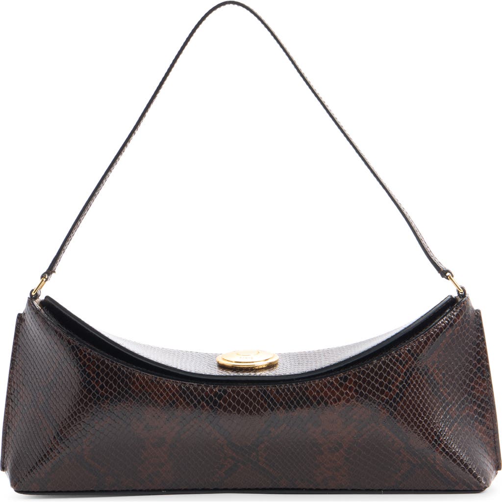 Jacquemus The Ovalo Snakeskin Embossed Leather Shoulder Bag In Brown