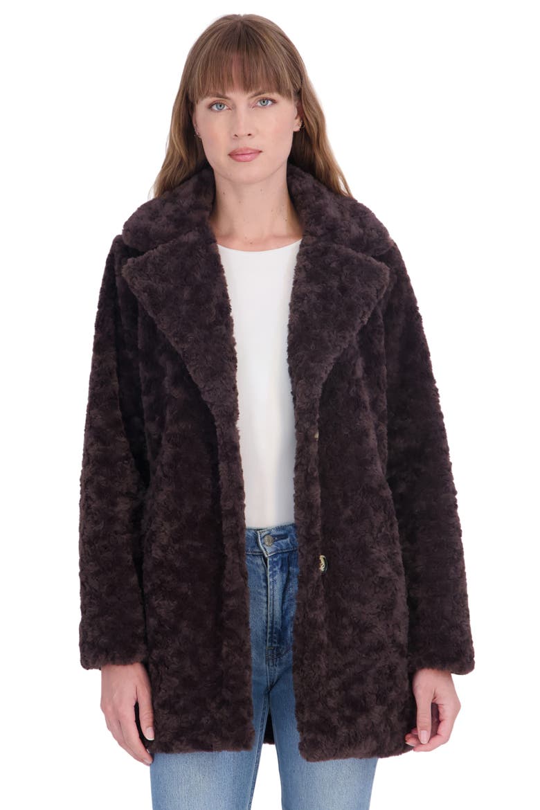 Crushed Faux Fur Jacket, Alternate, color, BROWN