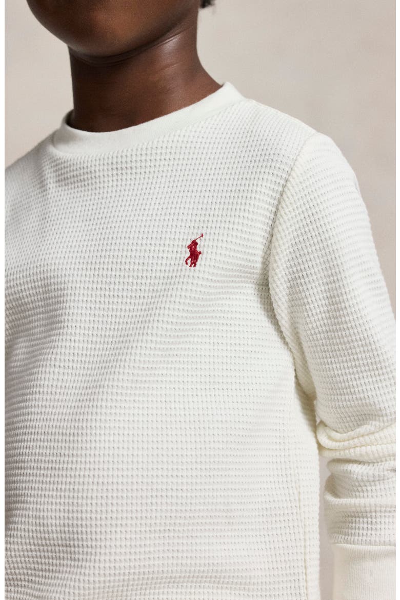 Kids' Long Sleeve Waffle Knit T-Shirt, Alternate, color, CLUBHOUSE CREAM
