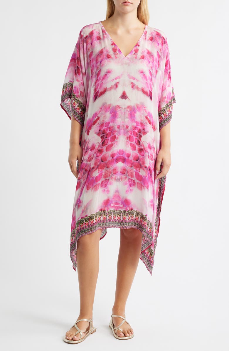 APNY Print Midi Caftan, Main, color, Pink/ White Multi